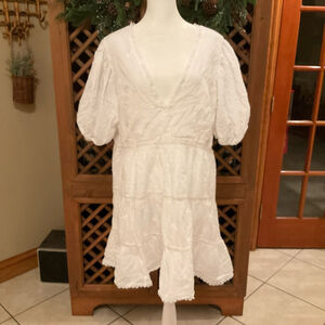 NWOT Abercrombie & Fitch Cottage Core Angelic White Eyelet Mini Dress Womens Xl